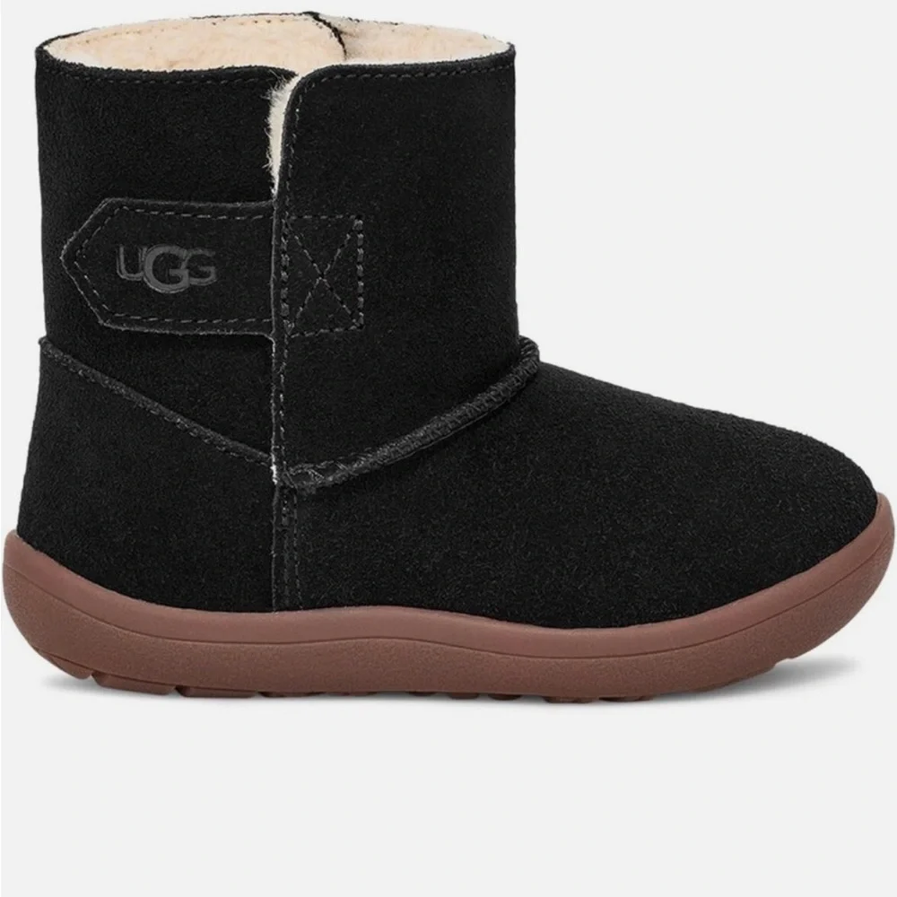 Baby Newborn UGG Keelan Black Suede Fur Crib Boots  Size 0/1  0-6 month, NWOT